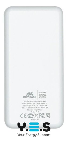 Power bank RIVACASE VA2572 20000mAh PD 20W, USB-C, 2*USB-A QC 3.0 PB931088