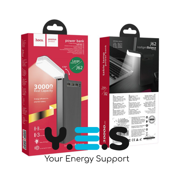 Power bank Hoco J62 30000 mAh з настольною лампою чорний