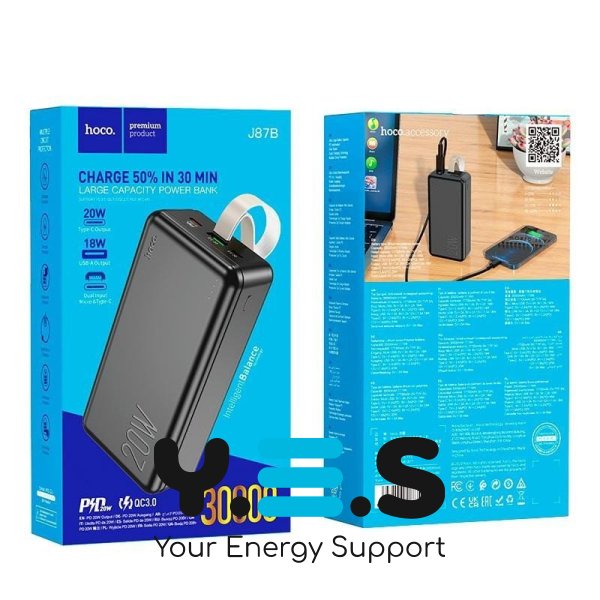 Power bank Hoco J87B PD20W + QC3.0 30000 mAh чорний