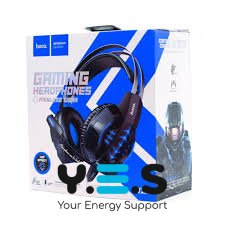 Дротові навушники Hoco W102 Cool tour з мікрофоном та LED підсвічуванням (Синій)