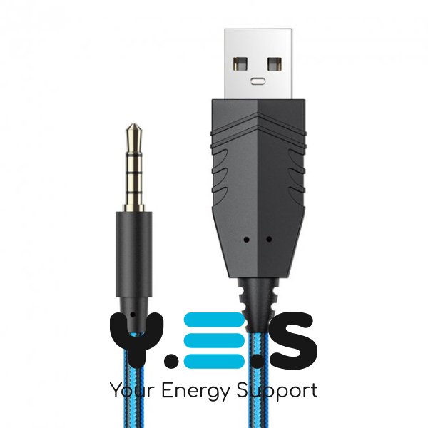 Дротові навушники Hoco W102 Cool tour з мікрофоном та LED підсвічуванням (Синій)