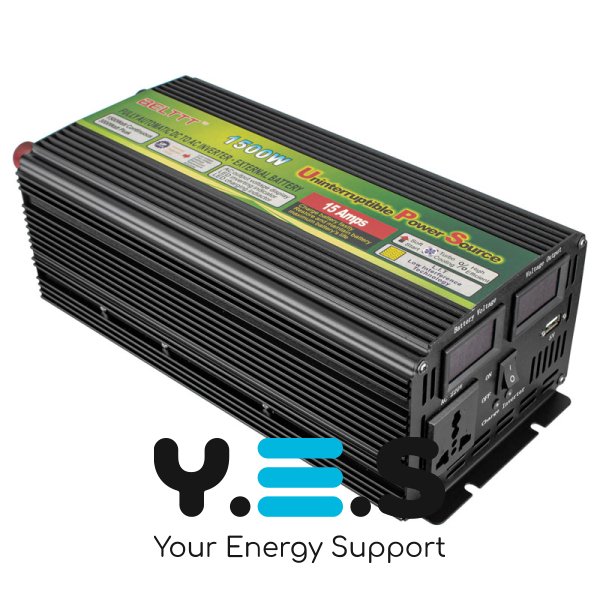 Інвертор Belttt 1500W, 12V, 15A (пікова потужність 3000W) модифікована синусоїда, з функцією зарядки