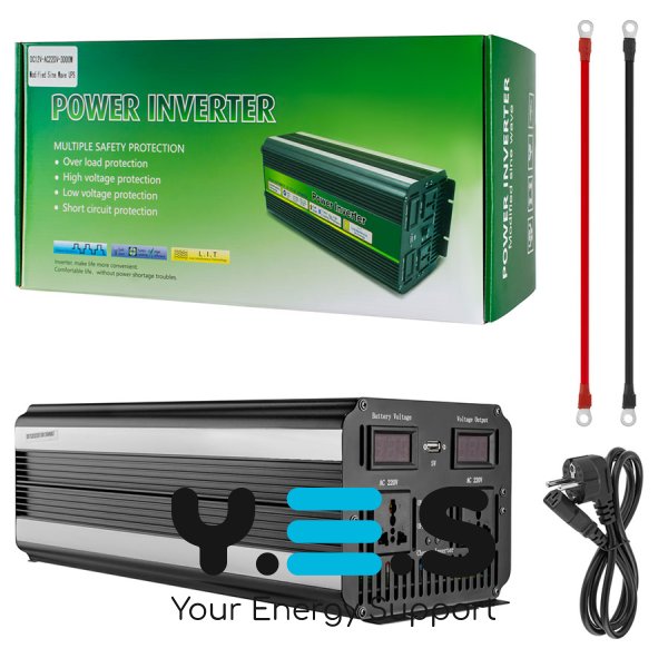 Інвертор Belttt 3000W, 12V, 25A (пікова потужність 6000W) модифікована синусоїда, з функцією зарядки