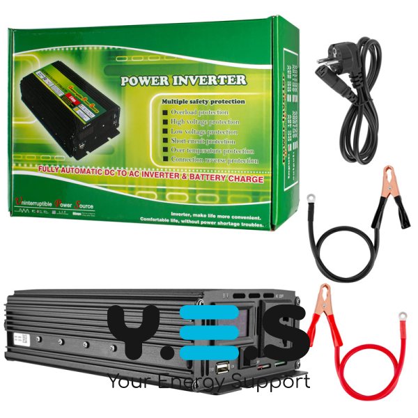Інвертор Belttt 1000W, 12V, 8A (пікова потужність 2000W) модифікована синусоїда, з функцією зарядки