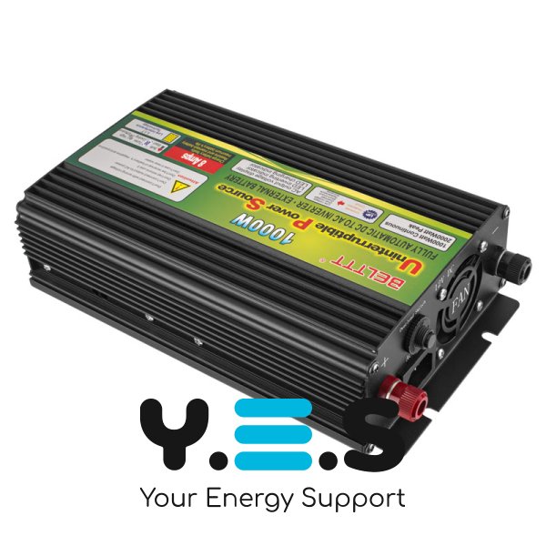 Інвертор Belttt 1000W, 12V, 8A (пікова потужність 2000W) модифікована синусоїда, з функцією зарядки