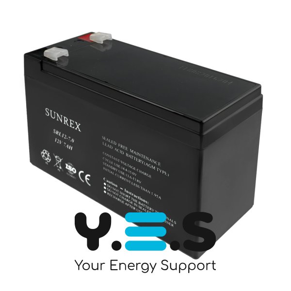 Акумуляторна батарея SUNREX SRL12-7.0, Ємність: 7Ah, 12V, 1.9kg, AGM battery, розміри: 151х65х94мм (ДБЖ UPS)