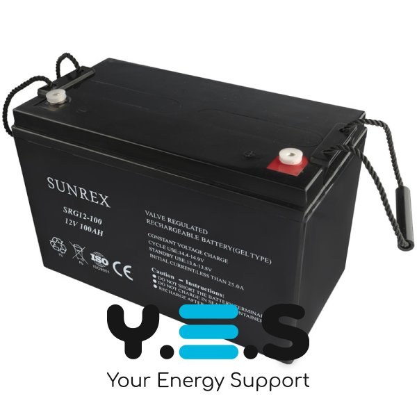 Акумуляторна батарея SUNREX SRG12-100, Ємність: 100Ah, 12V, 29.5kg, гелевий, розміри: 331х174х214мм (ДБЖ UPS)