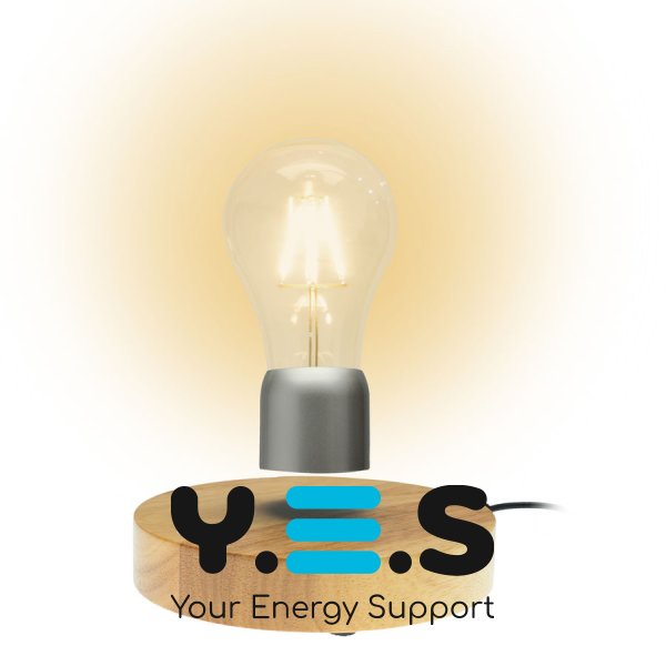 Левітуючий декоративний світильник, нічник "Лампочка", кругла підставка