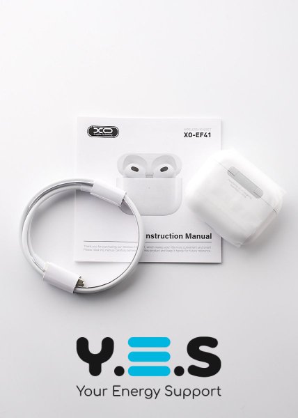 Гарнітура Bluetooth XO (EF41) з сенсором та бездр.зарядкою білий
