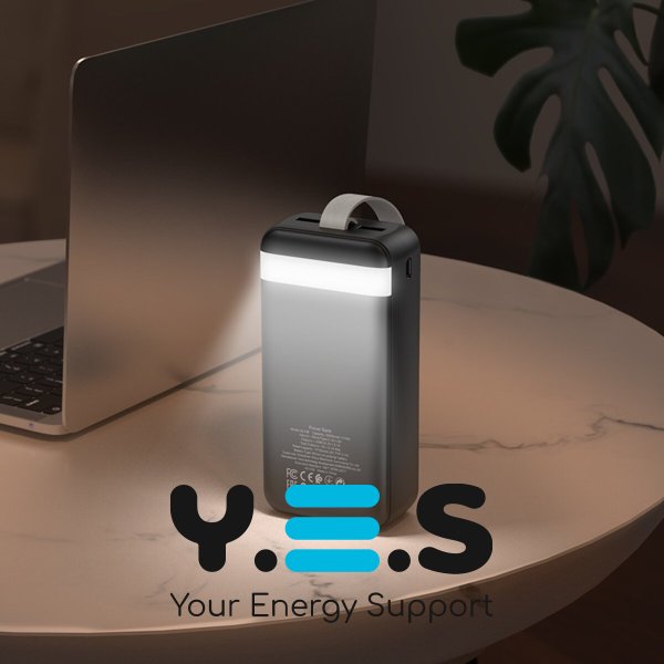 Повербанк PowerBank 30000mAh з ліхтариком Borofone BJ14BB Freeway 2 х USB-A/Micro-USB, USB-C Black