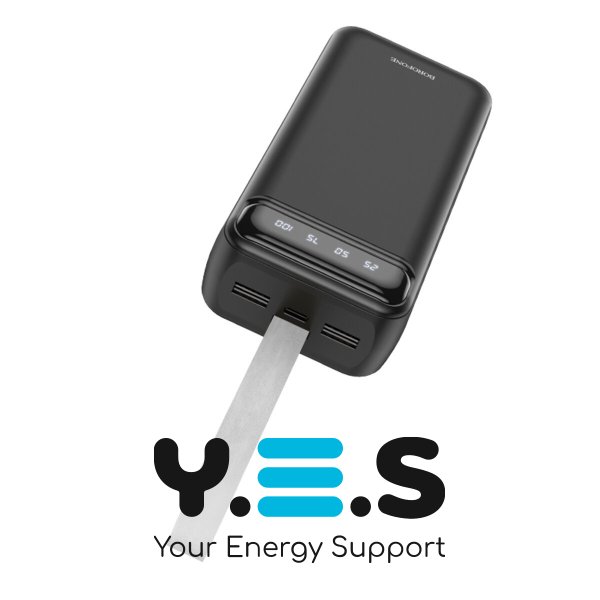 Повербанк PowerBank 30000mAh з ліхтариком Borofone BJ14BB Freeway 2 х USB-A/Micro-USB, USB-C Black