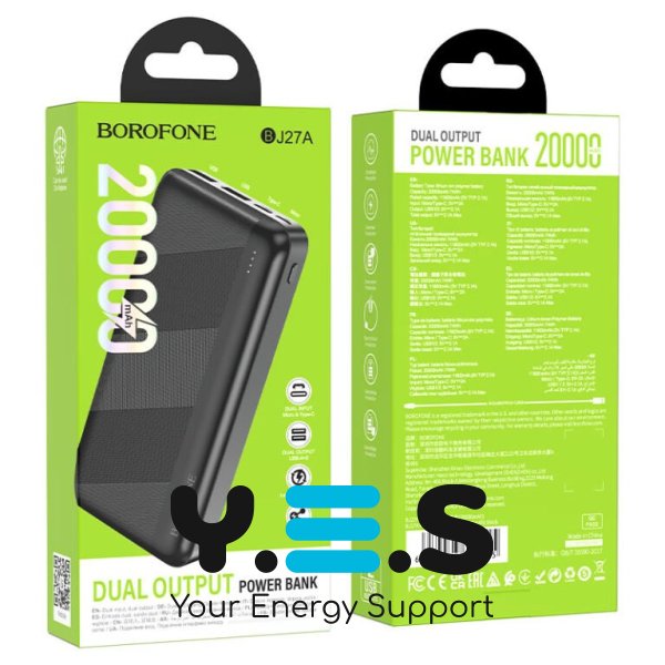 Пауербанк Borofone BJ27A Pindar 20000 mAh Black (BJ27AB)
