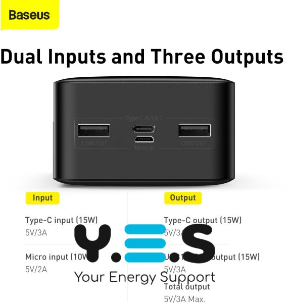 УМБ Baseus Bipow 30000 mAh 15W Black (PPDML-K01/PPBD050201)