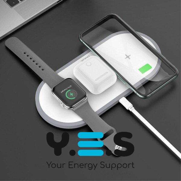 Бездротова зарядна станція Hoco CW24 3 in 1 Fast Charger White