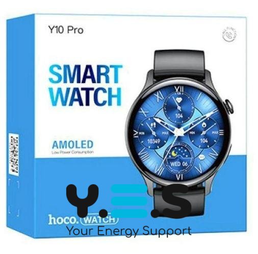 Смарт-годинник AMOLED Smart Watch Track HeartRate Black IP68 Hoco Y10 Pro