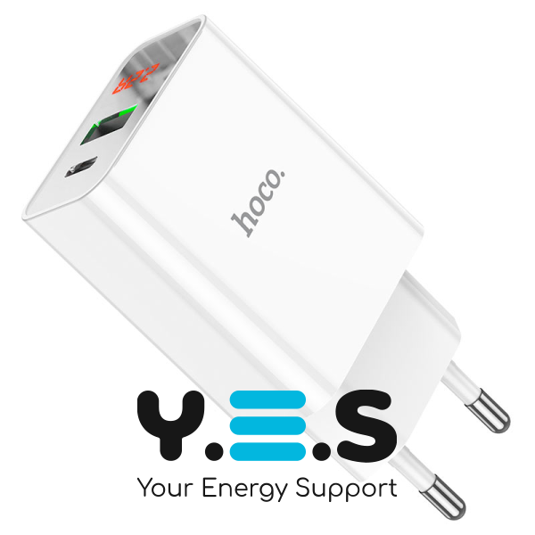 Мережевий зарядний пристрій Hoco C100A PD20W+QC3.0 White (769800) [76039]