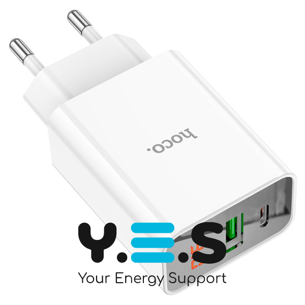 Мережевий зарядний пристрій Hoco C100A PD20W+QC3.0 White (769800) [76039]