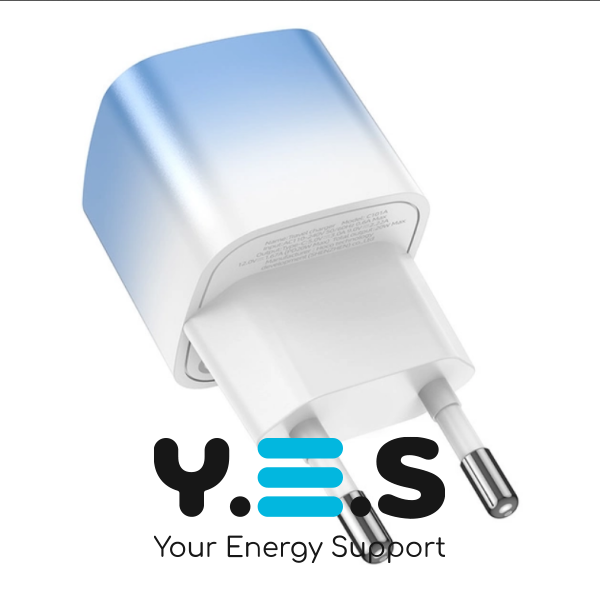 Мережевий Зарядний Пристрій Hoco C101A PD20W Type-C / Білий - Синій