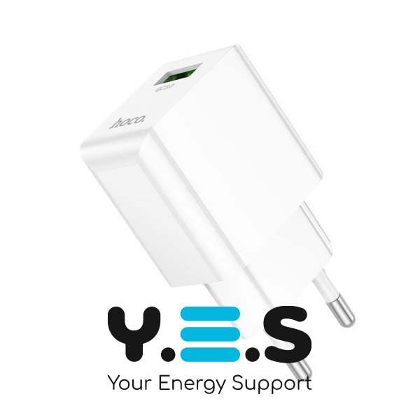 Зарядний пристрій USB HOCO C98A 1USB 18W 3A QC White N