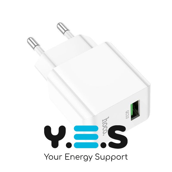 Зарядний пристрій USB HOCO C98A 1USB 18W 3A QC White N