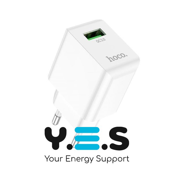 Зарядний пристрій USB HOCO C98A 1USB 18W 3A QC White N