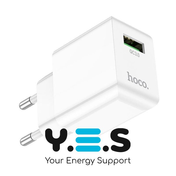 Зарядний пристрій USB HOCO C98A 1USB 18W 3A QC White N