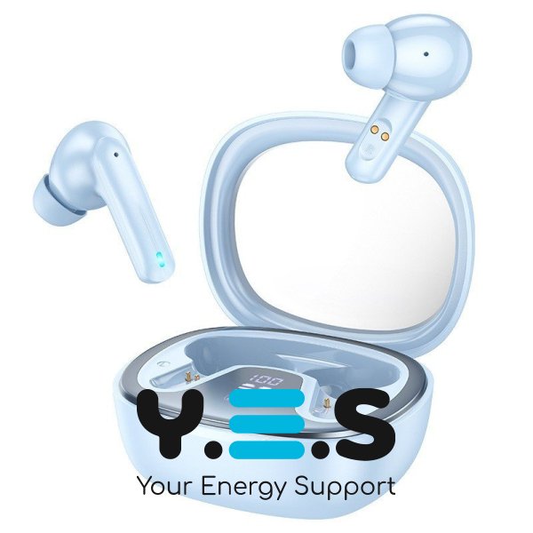 Бездротові Bluetooth навушники HOCO Shadow true wireless BT headset EQ6 LED | BT5.3, 40/320mAh, 7h | Blue