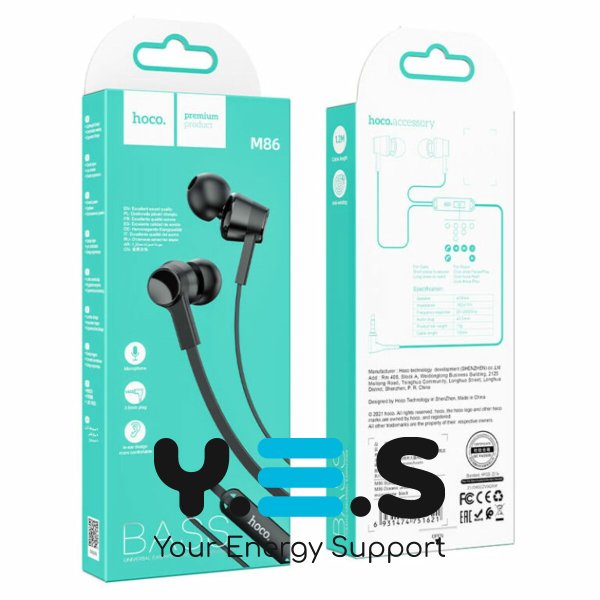 Навушники HOCO M86 Oceanic universal earphones with mic Black