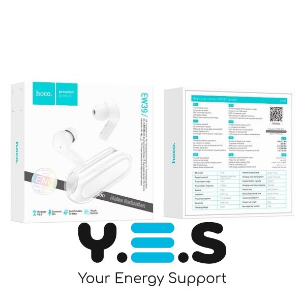 Бездротові вакуумні навушники Hoco EW39 Bright TWS white