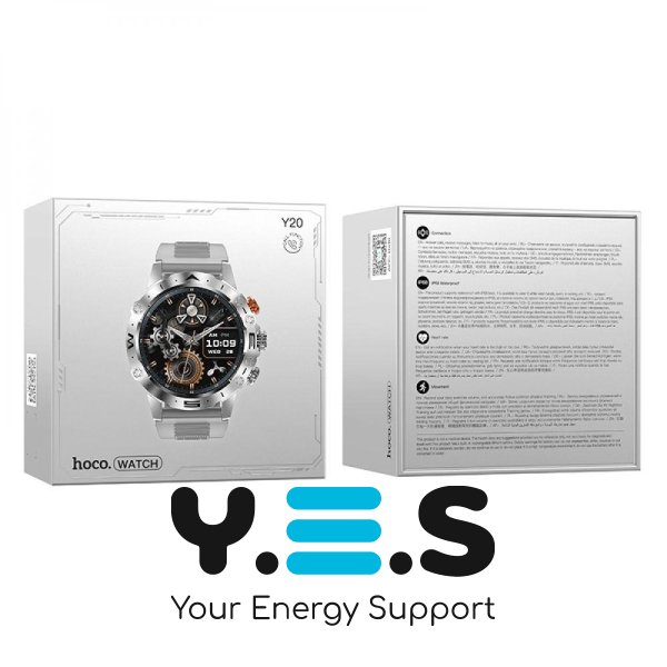 Смарт годинник сріблястий Hoco Y20 (Bluetooth, IP68, 1.53 дюймів, функція відповіді на дзвінок, сенсорний екран)