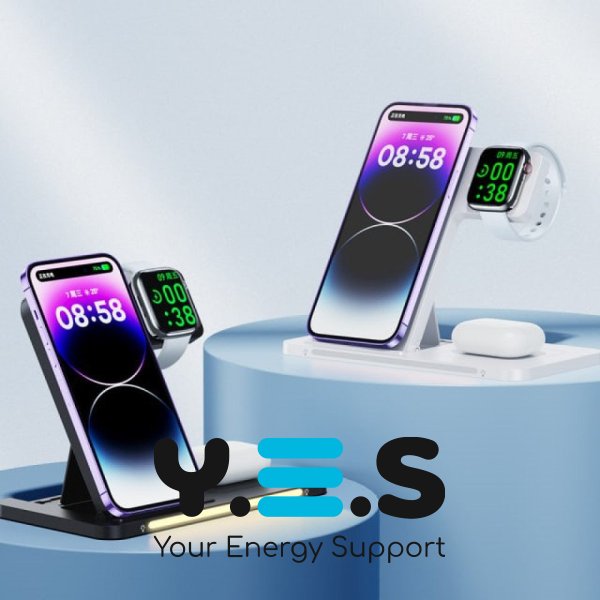 Настільна безпровідна зарядка чорна 3в1 розкладна + нічник REMAX RP-W70 3-in-1 22W