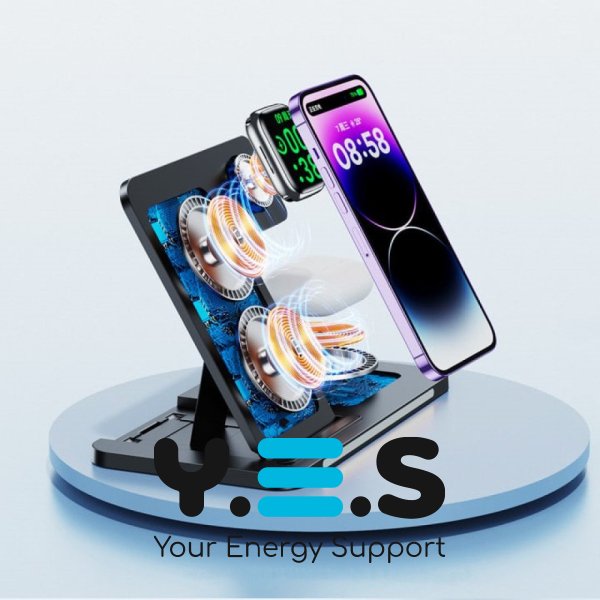 Настільна безпровідна зарядка чорна 3в1 розкладна + нічник REMAX RP-W70 3-in-1 22W