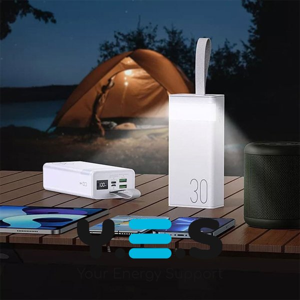 Зовнішній акумулятор Білий Remax RPP-320 Chinen 30000mAh QC 22.5W LED лампа