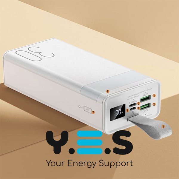 Зовнішній акумулятор Білий Remax RPP-320 Chinen 30000mAh QC 22.5W LED лампа