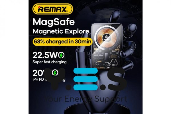 Бездротовий чорний повербанк Remax RPP-558 10000mAh Магнітний (PD&QC3.0) Magsafe з підставкою (Black Walking Series)