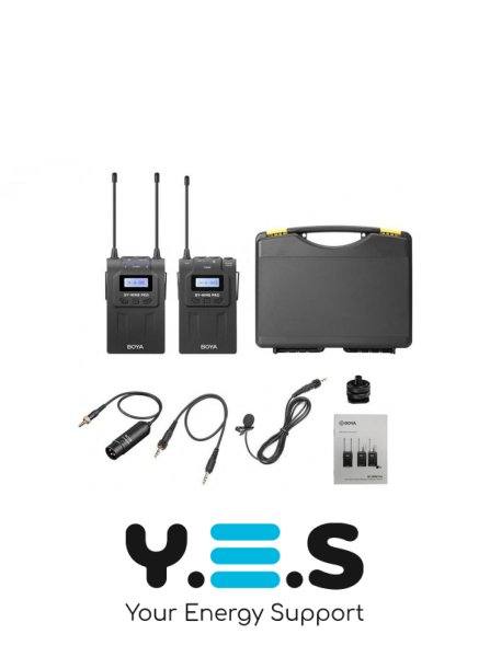 Бездротова мікрофонна система Boya BY-WM8 Pro-K1 складається з передавача, приймача і петличного мікрофона.