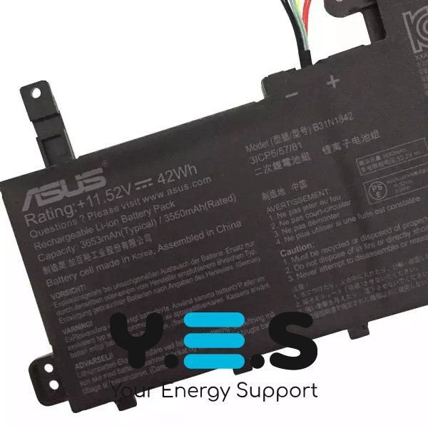 Батарея B31N1842 для ASUS VivoBook: 15 F513 F513EA F513EP F513IA. 15 X531 X531F X531FL X531FA. 15 K513 K513EA M513 S513 X513. S15 S531 S531F S531FL S531FA 11.52V 3653mAh (42Wh) оригінал