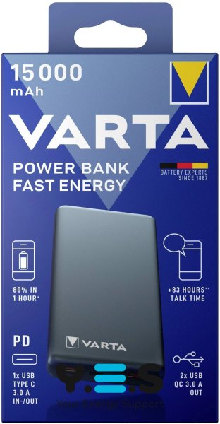 Power Bank Varta Fast Energy 15000mAh Gray (57982101111)