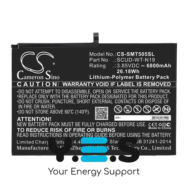 Батарея Cameron Sino SCUD-WT-N19 (CS-SMT505SL) для планшетів Samsung Galaxy Tab A7 10.4 (2020) SM-T500 (6800 mAh) HPW-14307