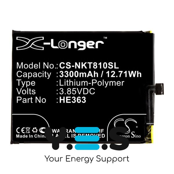 Батарея X-Longer HE363 (CS-NKT810SL) для телефонів Nokia Nokia 8.1 (3300 mAh) HPW-14237