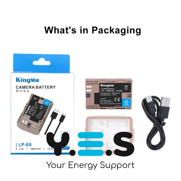 Батарея для фотоапарату Canon LP-E6 USB-C (KingMa) 1960 mAh HPW-14741