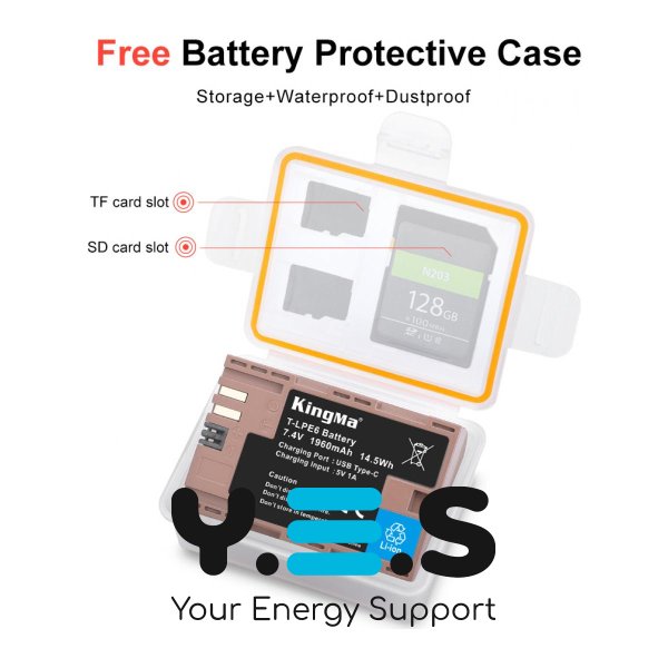 Батарея для фотоапарату Canon LP-E6 USB-C (KingMa) 1960 mAh HPW-14741