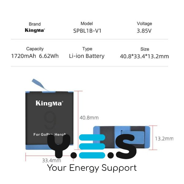 Акумулятор для камери GoPro SPBL1B (KingMa) 1720 mAh HPW-14123