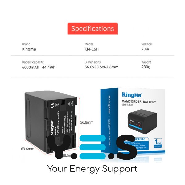 Батарея для фотоапаратуZ CAM KM-E6 (KingMa) 6000 mAh HPW-14537