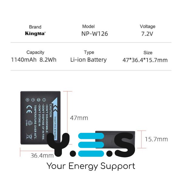 Батарея для фотоапарату Fujifilm NP-W126 (KingMa) 1260 mAh HPW-14118