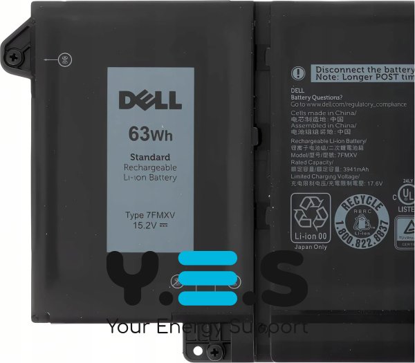 Батарея (оригінал) для: Dell Latitude 5320 7320 7420 7520 7FMXV 15.2V 3941mAh (63Wh)