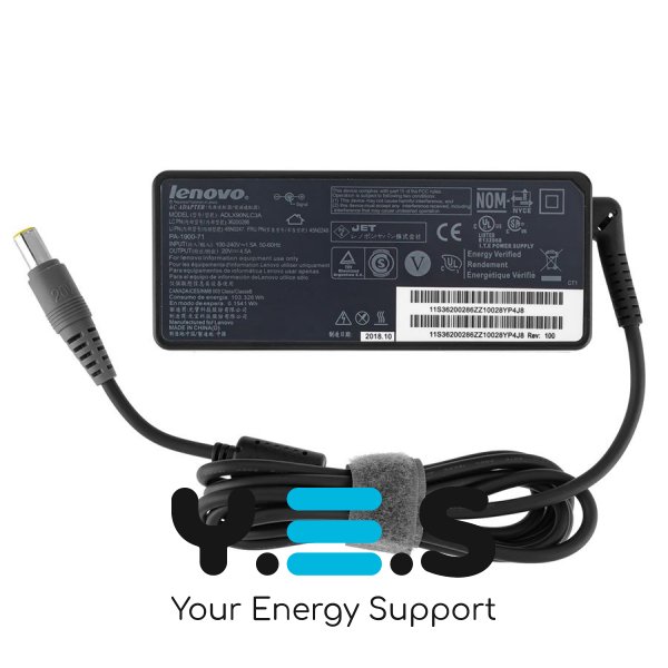 Оригінальний блок живлення для ноутбука Lenovo 90W 20V 4.5A (7.9×5.5мм з піном) чорний RECTANGULAR