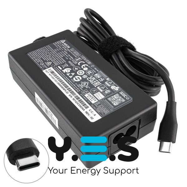 Оригінальний блок живлення для ноутбука Acer 100W (USB Type-C) чорний, прямокутний корпус