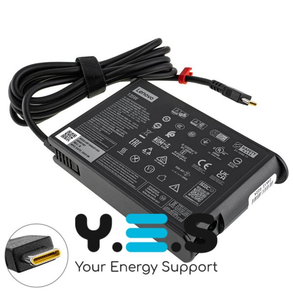 Оригінальний блок живлення для ноутбука Lenovo 135W (USB Type-C) чорний, SLIM OVALE