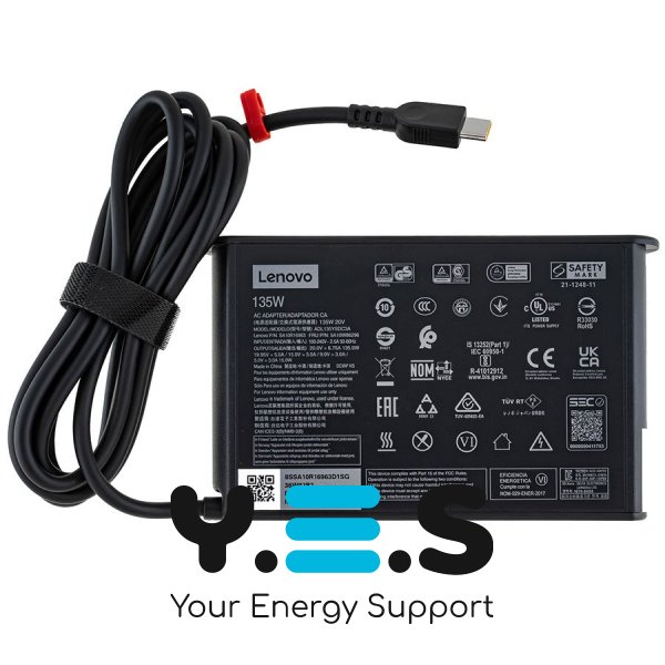 Оригінальний блок живлення для ноутбука Lenovo 135W (USB Type-C) чорний, SLIM OVALE